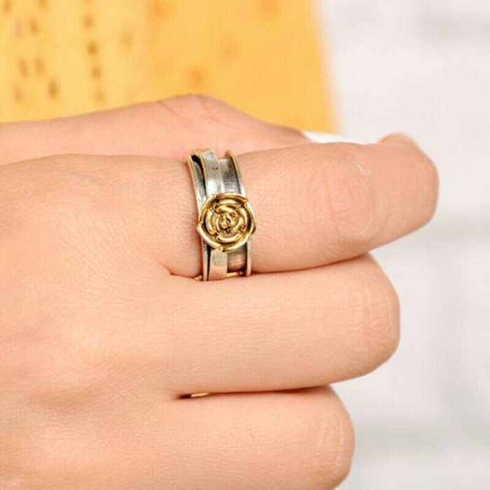 Vintage Two Tone Rose Flower Ring