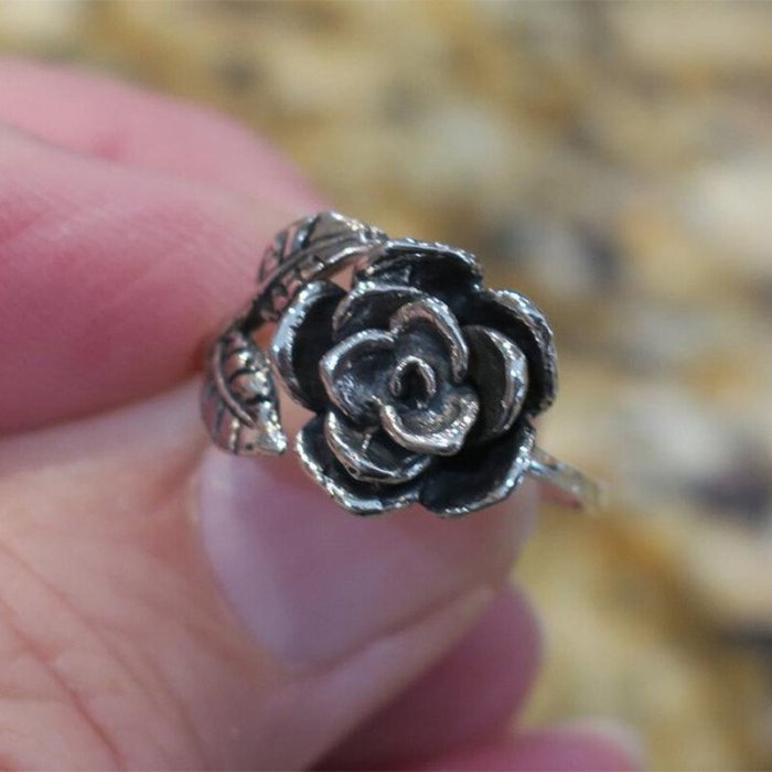 Vintage Silver Adjustable Rose Ring
