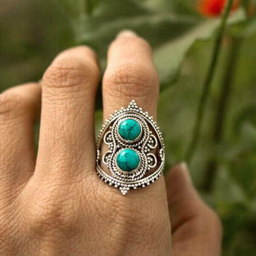 🔥 Last Day Promotion 70% OFF🔥 Two Stone Turquoise Silver Ring