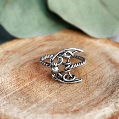 Vintage Moon Hollow Ring