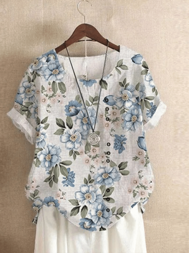 Women's Vintage Printed Casual Short Sleeve T-Shirt