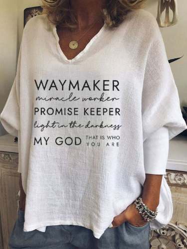 Women's Waymaker , Miracle Worker, Promise Keeper, Light in the Darkness My God That is Who You are Print Tee Shirt