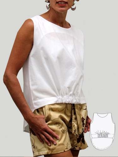 Women's Pleated Sleeveless Top with Short Front and Long Back