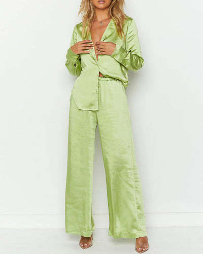 Solid Color Single Breasted Home Leisure Suit