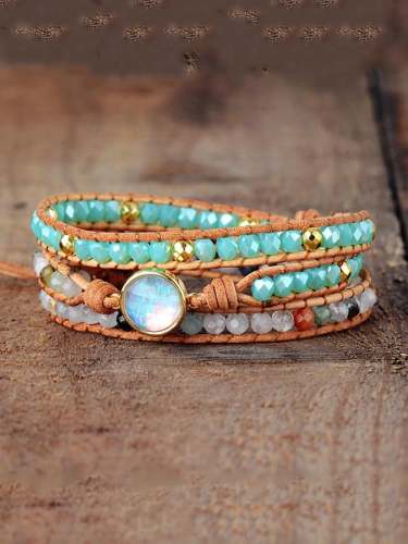Multicolor Agate Beads Tiered Braided Bracelet