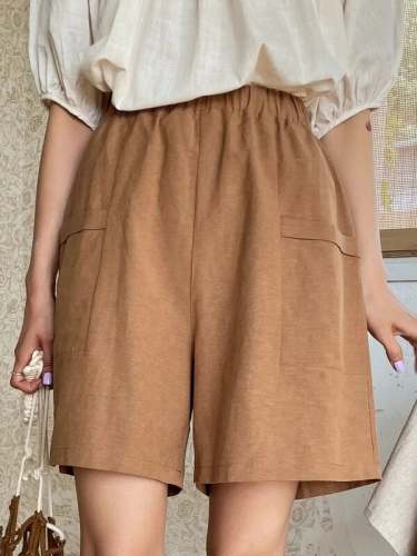 Women's Casual Cotton Linen Pocket Shorts