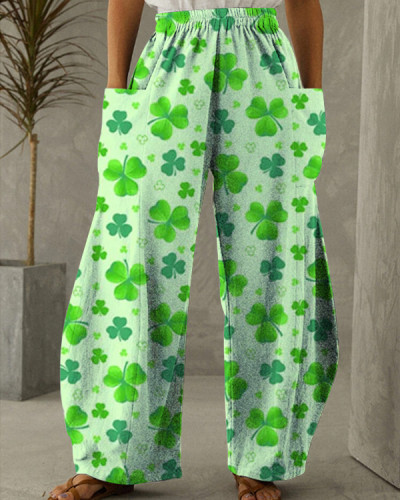 St. Patrick's Day Printed Loose Pants