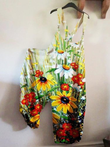 Sleeveless Casual Flower Printed Jumpsuit