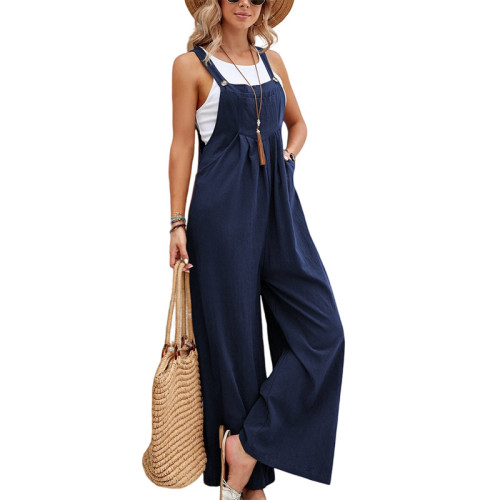 Solid color casual overalls