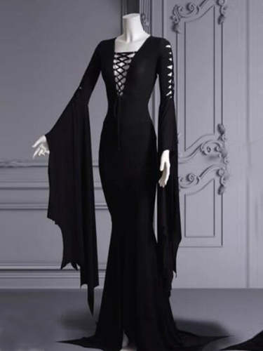 Retro strappy hip gothic dress