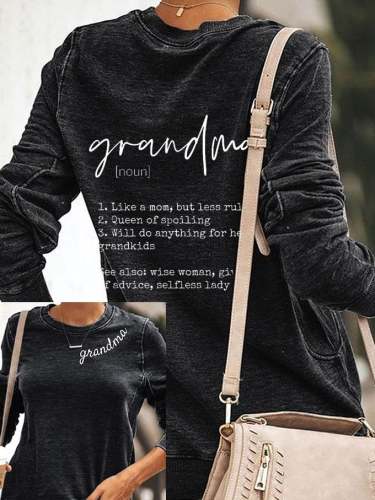 Women's Mother's Day Grandma Like A Mom But Less Rule Print Sweatshirt