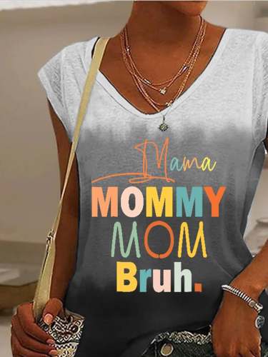 Mother's Day Gradient Print Casual T-Shirt