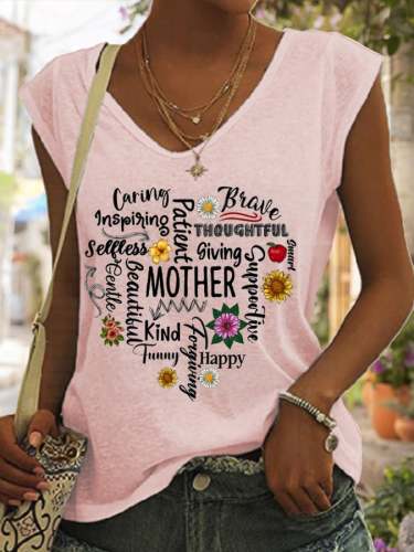 Women's Mother Love Print V-Neck Tank Top