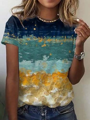 🔥Buy 3 Get 10% Off🔥Women's World Famous Painter Starry Sky Oil Painting Short Sleeve T-Shirt