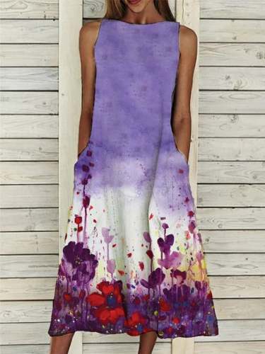 🔥Buy 3 Get 10% Off🔥Women's Floral Print Sleeveless Pocket Dress