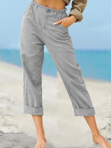 🔥Buy 3 Get 10% Off🔥Women's Solid Color Fashion Loose High Waist Casual Cotton Linen Trousers