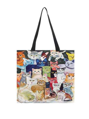 🔥Buy 3 Get 10% Off🔥Women's oil painting cat double-sided printing handbag