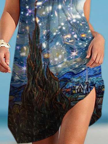 🔥Buy 3 Get 10% Off🔥Oil Painting & Space Image Print Dress