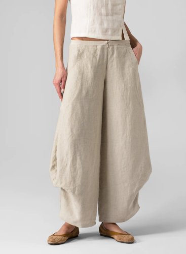 Cotton And Linen Flared Trousers