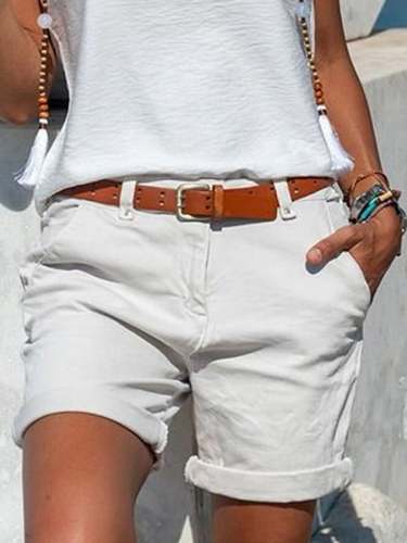 Women's Solid Color Casual Shorts