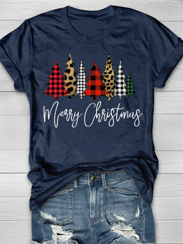 Merry Christmas Buffalo Plaid Trees T-Shirt