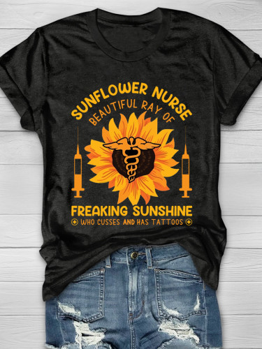 Sunflower Nurse Beautiful Nurse  Short Sleeve T-shirt