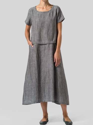 Women's Cotton And Linen Pure Color Casual Suit