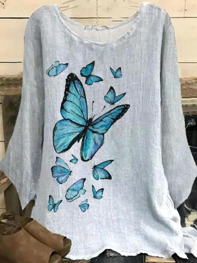 Women's Butterfly Art Printed Round Neck Half Sleeve T-Shirt