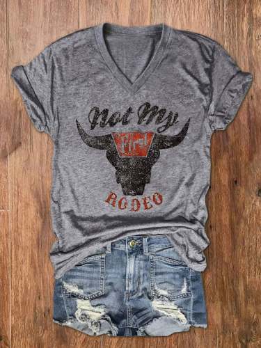Women's Not My Rodeo Print V-Neck Short Sleeve T-Shirt