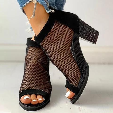 Women Elegant Hollow Out Peep Toe Sandals