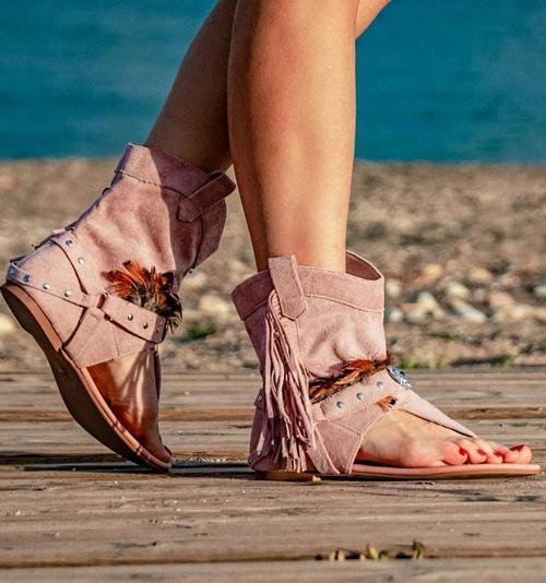 Stylish Suede Flat Sandals