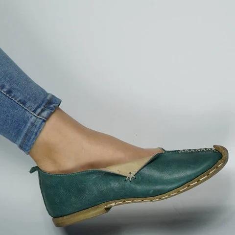 Flat Heel Leather Loafers