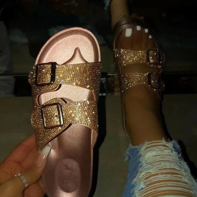 Women Fashion Summer Silppers Crystal Diamond Sandals
