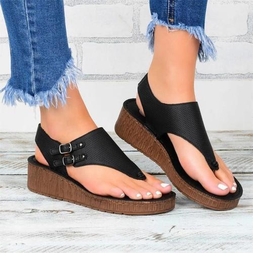 Women Roman Hollow Out Ankle Strap Wedge Sandals