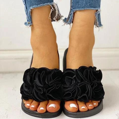 Women Flower Flat Heel Casual Slippers