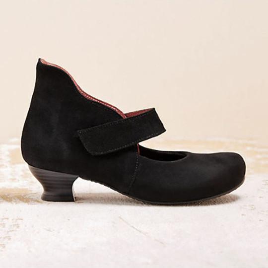Vintage Women Square Toe Cross Tie Mid Heel Shoes