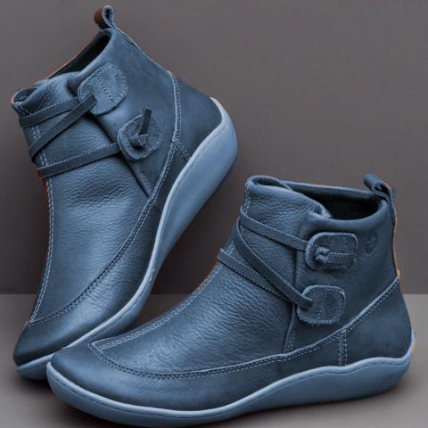 braided strap flat heel all season boots