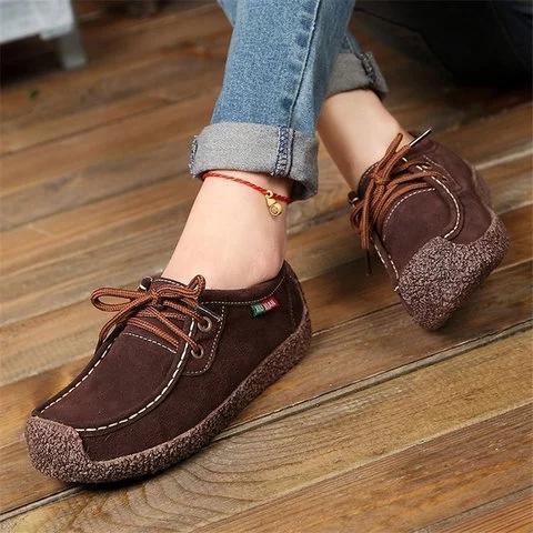 Women's Shoes Suede Casual Flat Heel Lace-up Loafers
