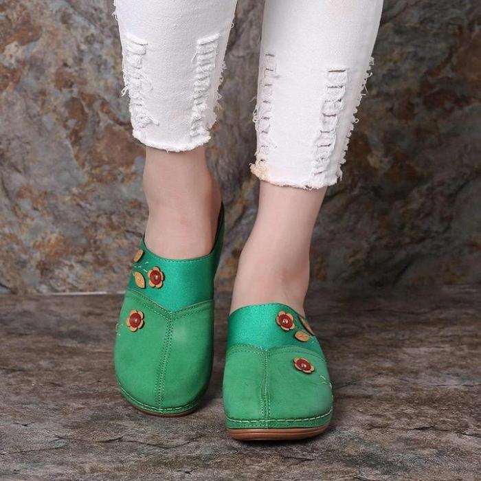 Women's Splicing Flower Stitching Comfortable Clogs Backless Wedges Sandals
