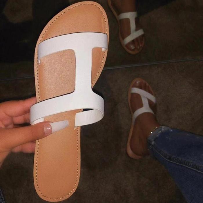 Slip-On Thread Flip Flop Flat With Casual Color Block Slippers