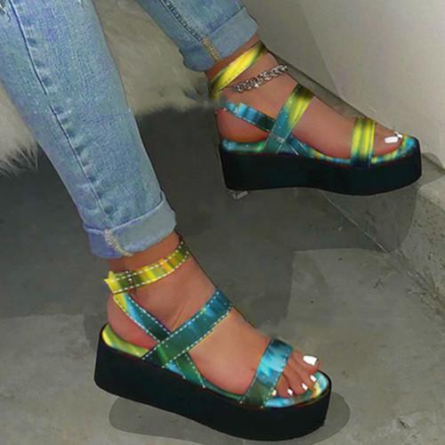 strappy buckle platform sandals