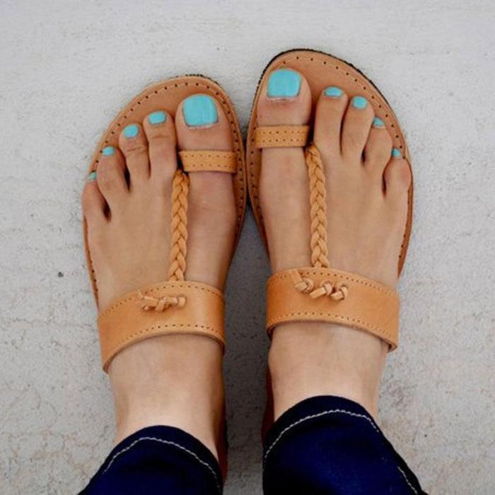 Plain Flat Peep Toe Casual Date Slippers Flat Sandals