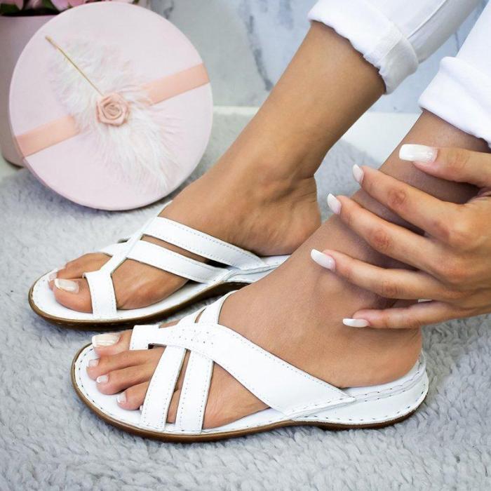 Women Casual Comfy Toe Ring Criss-Cross Sandal Shoes