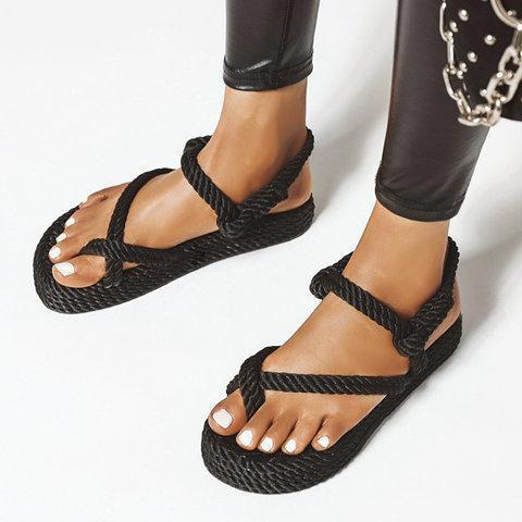 Women Slide Thong Sandals Open Toe Flat Heel Casual Shoes