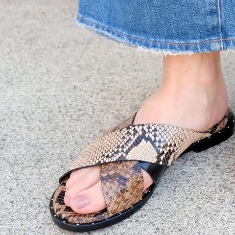 Summer Vintage Open Toe Slide Sandals