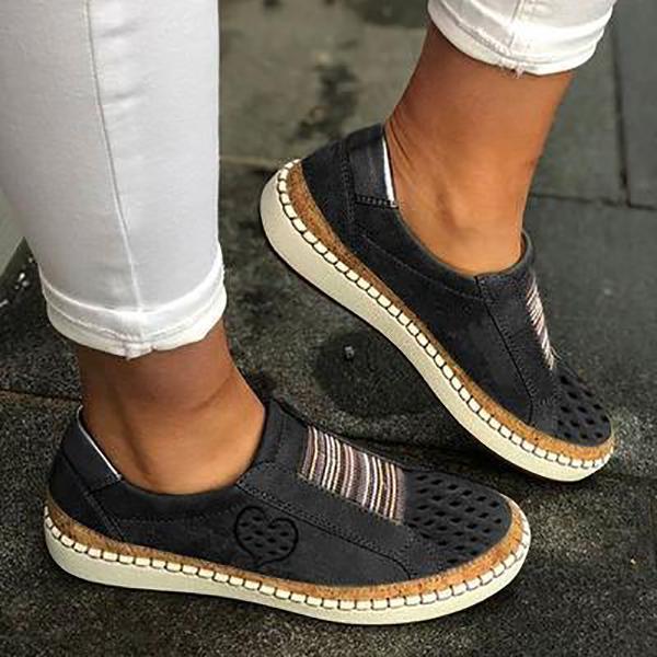 Daily Casual Flat Heart Printed Sneakers
