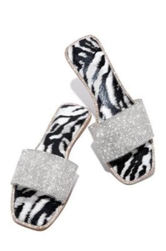 Rhinestone Flat With Flip Flop Slip-On Casual Summer Slippers