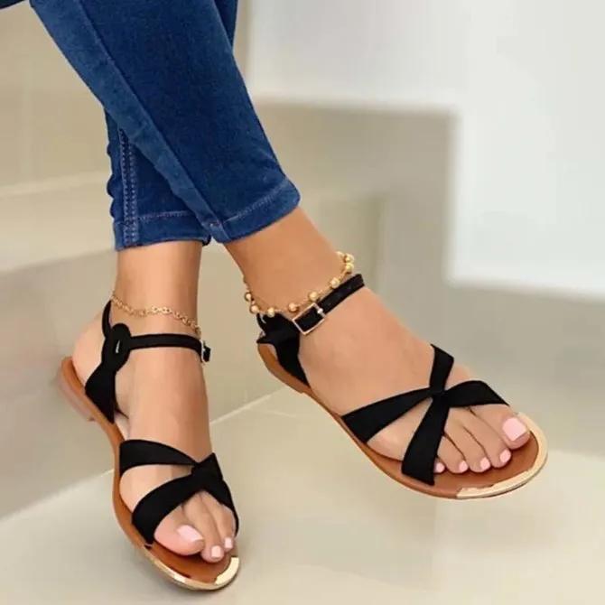 Holiday Flat Heel Leather Sandals