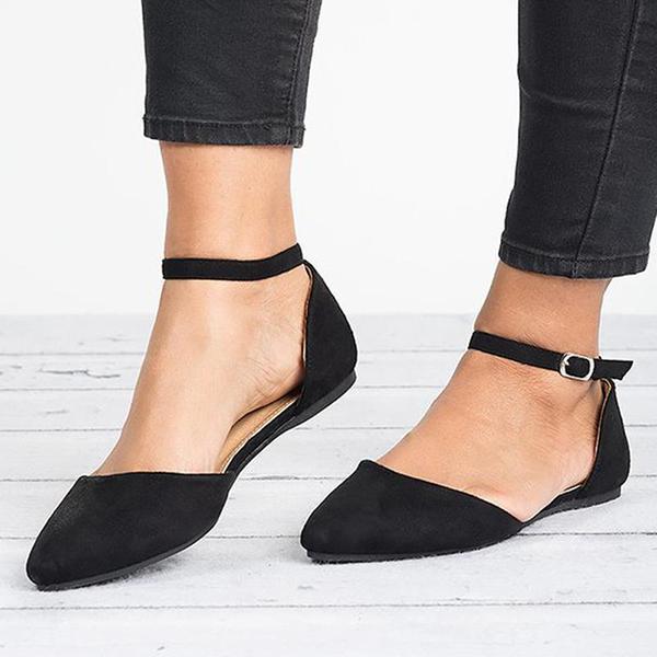 Comfy Pointed Toe Flats Ankle Strap Flat Heel Sandals