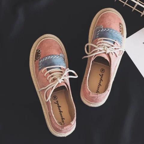 Women Lace-up Platform Suede Daily Flats Casual Loafers